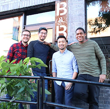 Marc, John, Jeremy outside Bahn Mi & Bottles