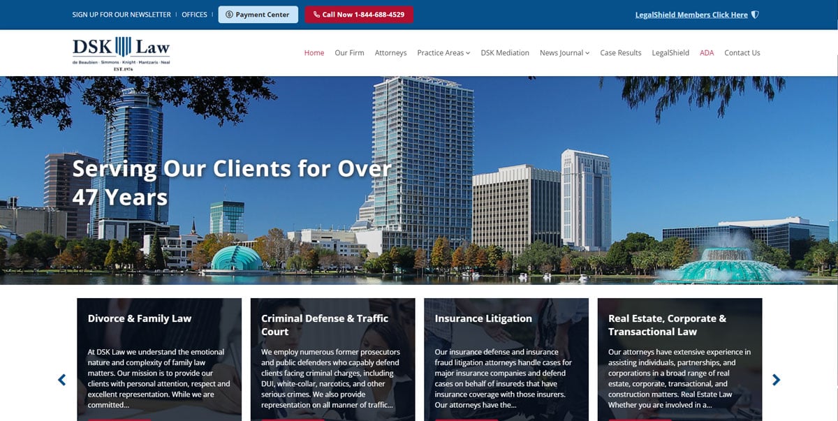 DSK Law Firm Website Design - Homepage