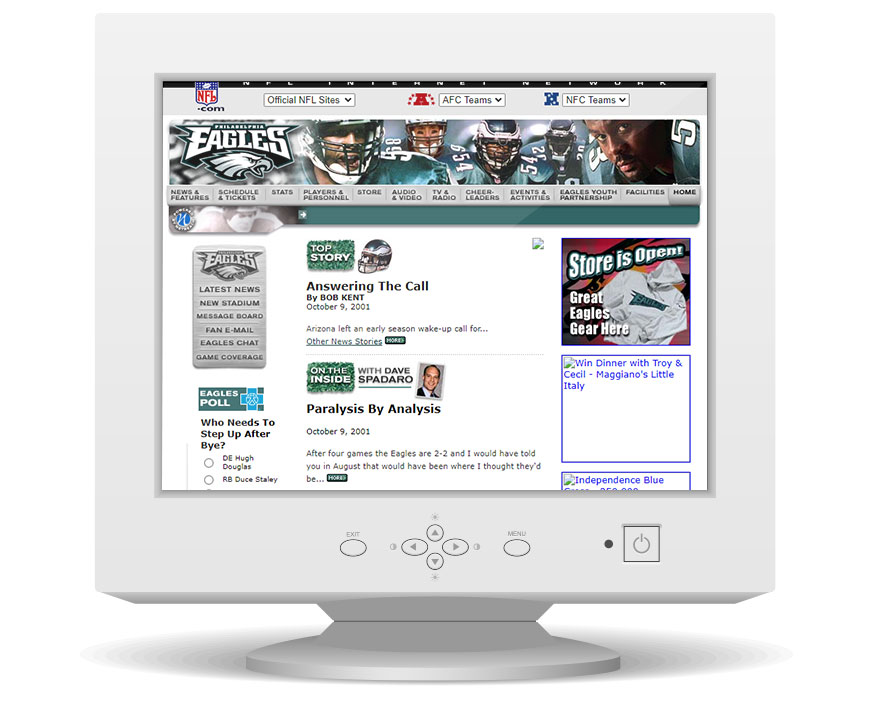 Eagles's Old website on an old CRT monitor