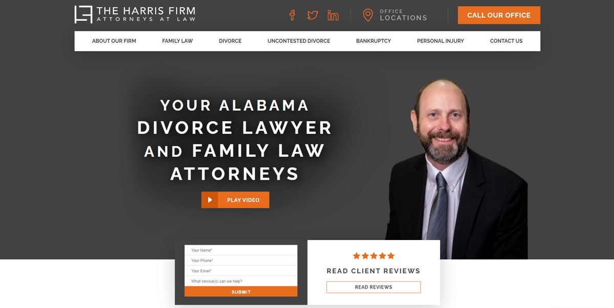 The Harris Firm Website Design - Homepage