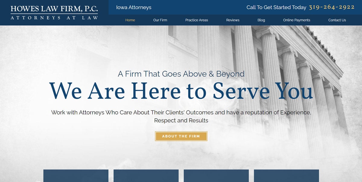 Howes Law Firm Website Design - Homepage