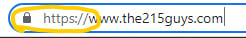 Screenshot of our URL showing https and the lock icon circled in yellow