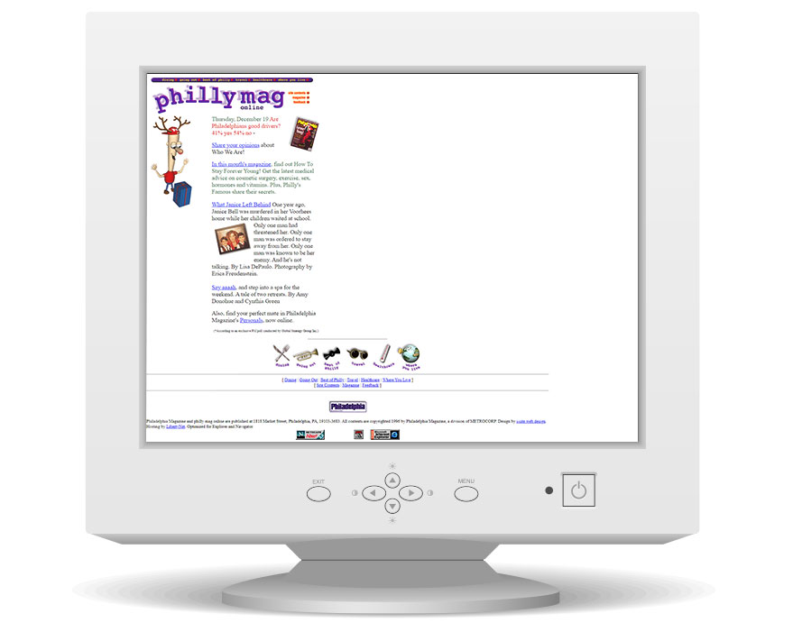 Philly Mag's Old website on an old CRT monitor