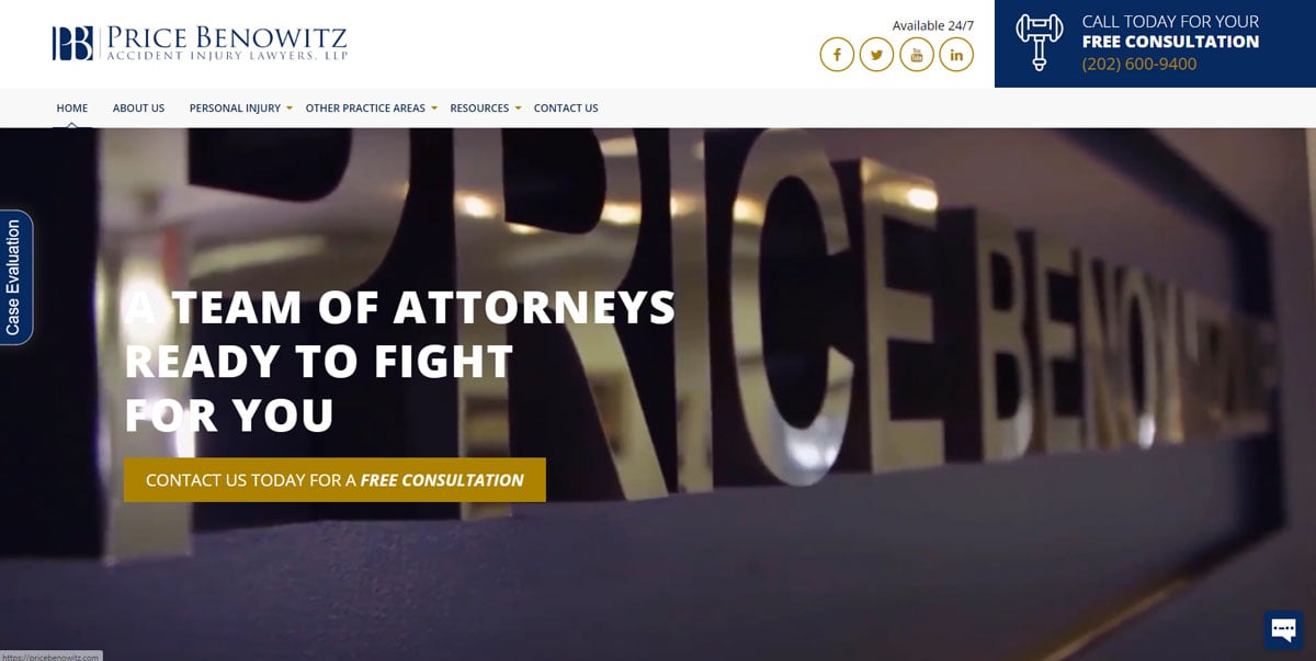 Price Benowitz Law Firm Website Design - Homepage