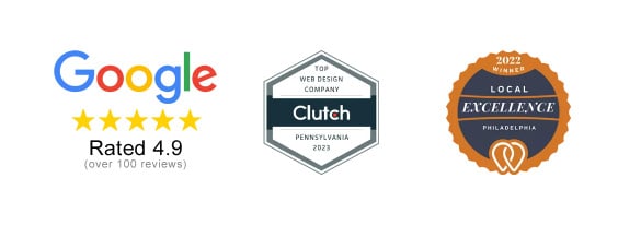 3 review badges for Google, Clutch, and Upcity