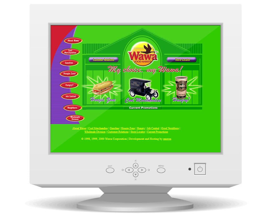 Wawa's Old website on an old CRT monitor