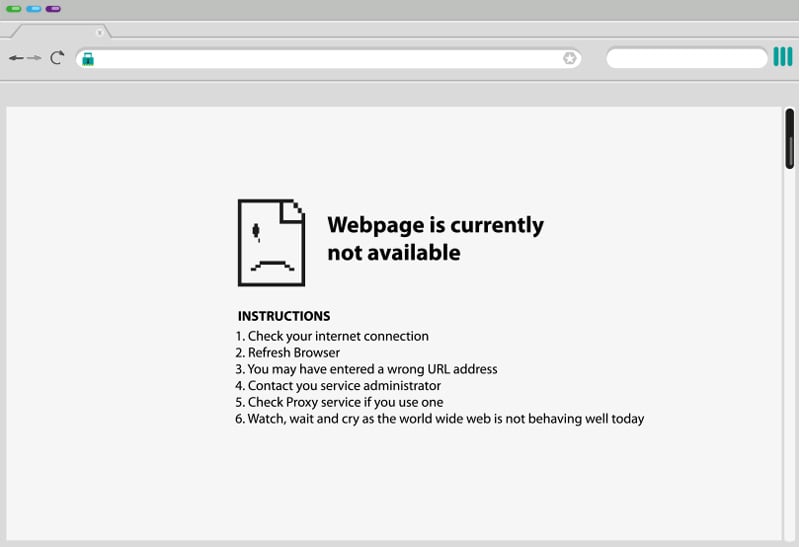 Website down message from browser