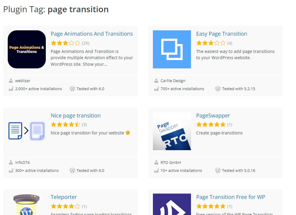 Wordpress Page Transitions Examples - Plugins & CSS/JS