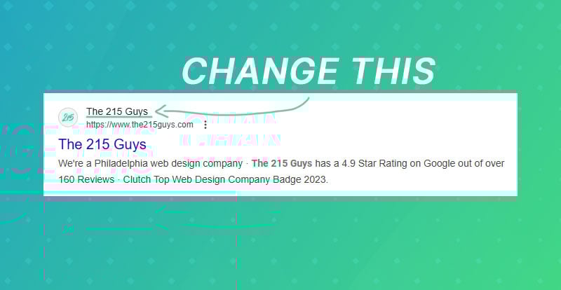 Google search result pointing to our sitename and saying change this
