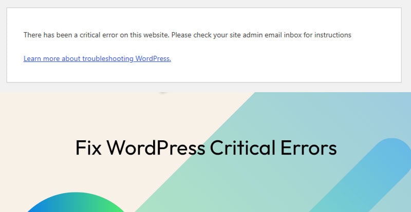 Fix wordpress critical errors with screenshot of the error