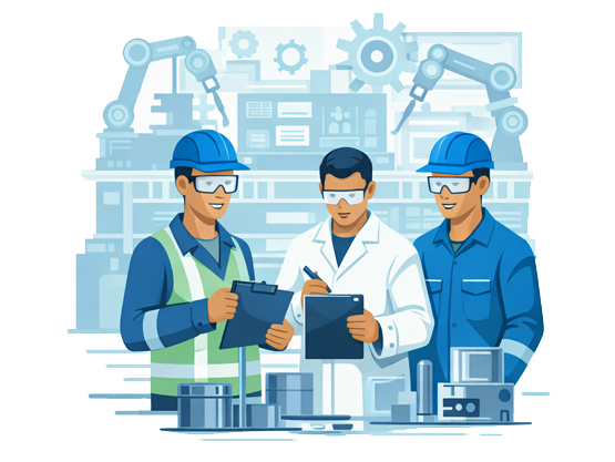 illustration of workers in a factory