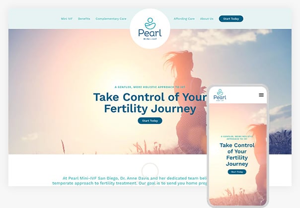 Pearl Mini IVF website and mobile view
