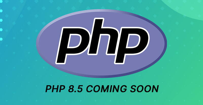 PHP logo with text php 8.5 coming soon
