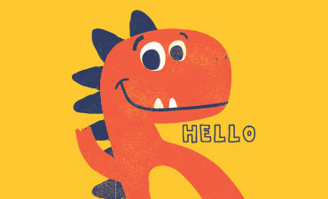 Drawn dinosaur saying hello