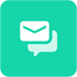White chat bubbles icon with green background