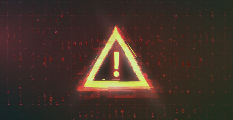 Cybersecurity Warning Symbol With Glitch Effect