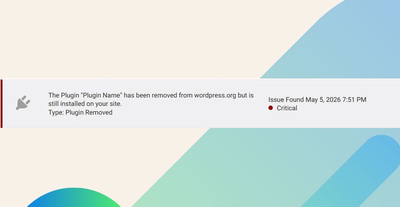 Screenshot showing the wordfence plugin removed error