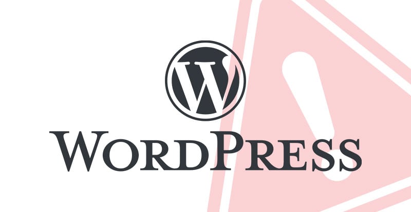 Wordpress logo with warning symbol